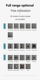 Wall Light Stainless Steel Panel Toggle Switch Vintage Lighting Switch Gray 1-4 Gang 2 Way for Home Improvement