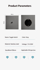 Wall Light Stainless Steel Panel Toggle Switch Vintage Lighting Switch Gray 1-4 Gang 2 Way for Home Improvement