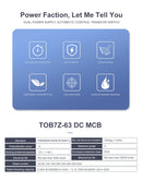 TOMZN TOB7Z 2P DC 1000V Solar Mini Circuit Breaker 3A 6A 10A 16A 20A 25A 32A 40A 50A 63A DC MCB for PV System MCB 35mm Din Rail