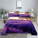 Purple Bedding Set Bed Sheet Linens Pillow Case Queen King Size Lanvender Butteryfly for Bedroom Soft Twin Full Single Double