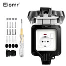 EIOMR 16A 220V IP66 Waterproof Double Socket,Black Outdoor Power Outlet with Switch,With Type C Charging Port EU Standard Socket