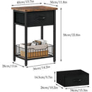 Nightstand End Table with Open Shelf, Side Table with Fabric Drawer and Storage Shelf, Bedside Table for Bedroom, Hallway