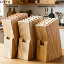 Kitchen Knife Block Creative Wood Knife Holder Kitchen Standing Storage Safely Stores Knives Universal Scissors Knife Holder