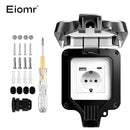 EIOMR 16A 220V IP66 Waterproof Double Socket,Black Outdoor Power Outlet with Switch,With Type C Charging Port EU Standard Socket