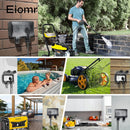 EIOMR 16A 220V IP66 Waterproof Double Socket,Black Outdoor Power Outlet with Switch,With Type C Charging Port EU Standard Socket