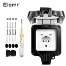 EIOMR 16A 220V IP66 Waterproof Double Socket,Black Outdoor Power Outlet with Switch,With Type C Charging Port EU Standard Socket