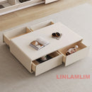 Modern White Living Room Furniture Set, Coffee Table and TV Stand with Storage Cabinets, Contemporary Entertainment Center Set