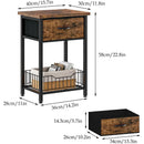 Nightstand End Table with Open Shelf, Side Table with Fabric Drawer and Storage Shelf, Bedside Table for Bedroom, Hallway