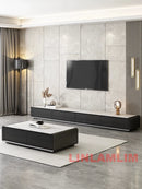 Modern White Living Room Furniture Set, Coffee Table and TV Stand with Storage Cabinets, Contemporary Entertainment Center Set