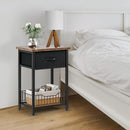 Nightstand End Table with Open Shelf, Side Table with Fabric Drawer and Storage Shelf, Bedside Table for Bedroom, Hallway