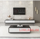 Modern White Living Room Furniture Set, Coffee Table and TV Stand with Storage Cabinets, Contemporary Entertainment Center Set