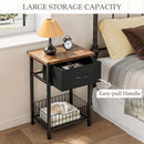 Nightstand End Table with Open Shelf, Side Table with Fabric Drawer and Storage Shelf, Bedside Table for Bedroom, Hallway