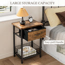 Nightstand End Table with Open Shelf, Side Table with Fabric Drawer and Storage Shelf, Bedside Table for Bedroom, Hallway