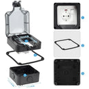 EIOMR 16A 220V IP66 Waterproof Double Socket,Black Outdoor Power Outlet with Switch,With Type C Charging Port EU Standard Socket