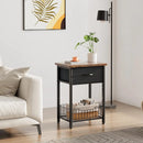 Nightstand End Table with Open Shelf, Side Table with Fabric Drawer and Storage Shelf, Bedside Table for Bedroom, Hallway