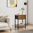 Nightstand End Table with Open Shelf, Side Table with Fabric Drawer and Storage Shelf, Bedside Table for Bedroom, Hallway